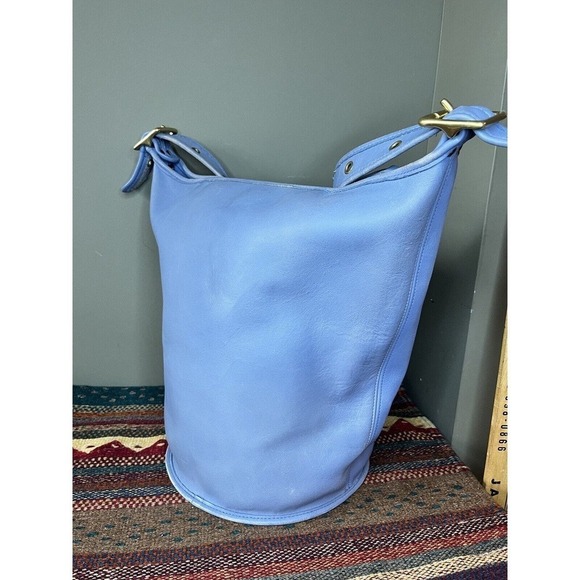 Coach Vintage XL Duffle Feed Sac 9085 in Periwinkle Blue Cowhide Leather - Picture 3 of 12